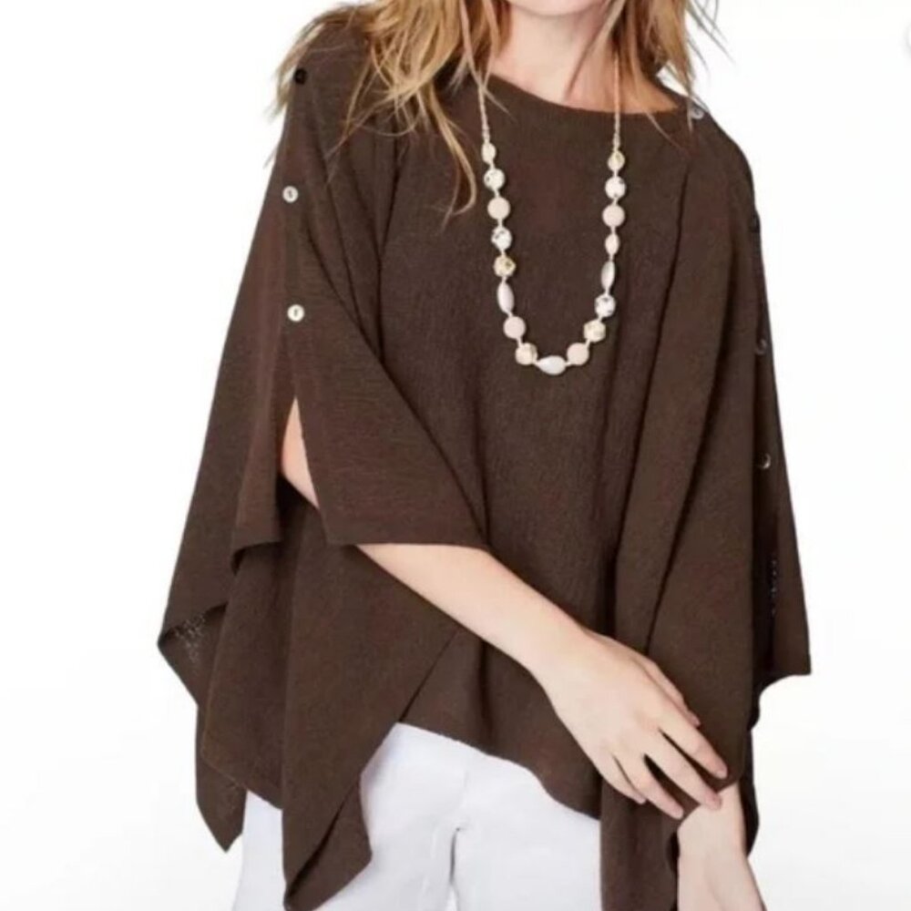 *NWT* J.JILL "GIA" 2-WAY PONCHO CAPE SWEATER + TANK TOP_KONA (BROWN)_OS_$79